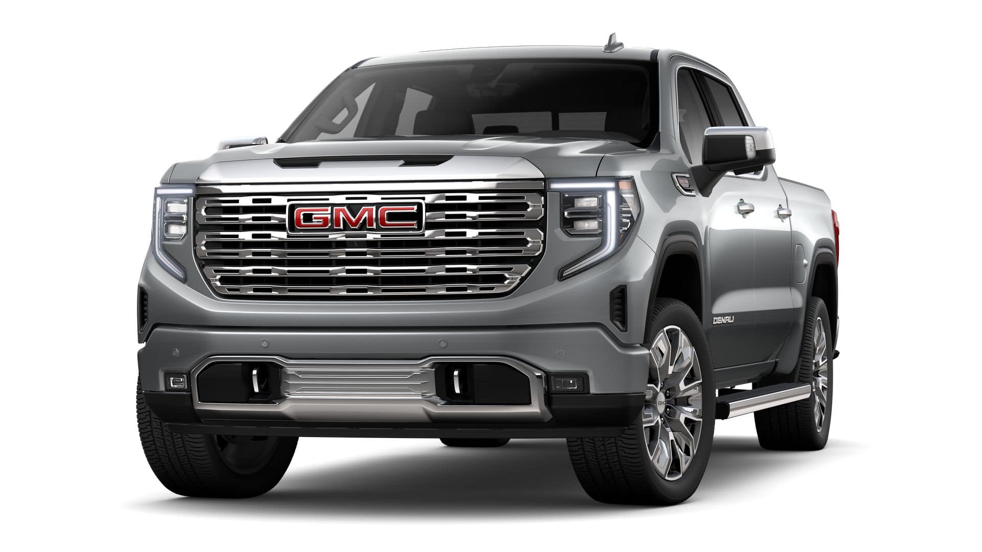 2026 GMC Sierra 1500 Denali in Sterling Metallic — front three-quarter view